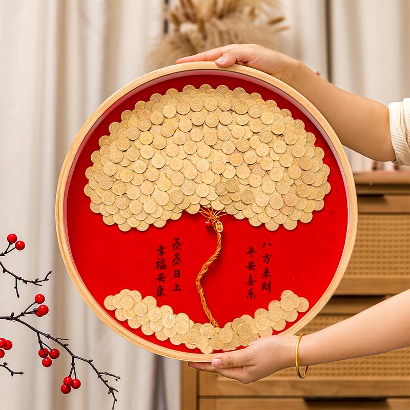 八方来财5钱币发财树相框手工iyd硬材料包桌面毛招财YLU摆件开业