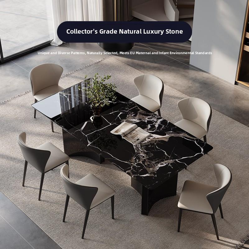 意大无利障碍豪华玫瑰5天然豪奢石-01华石材餐桌高端202新款矩形