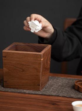 北美胡12333桃木桌面控垃圾桶道文茶玩盒收纳遥器收纳盒零食干果