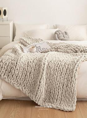 斯堪的纳维亚风厚毯羊毛沙套毛手工编织毛午休发毯毛毯ADO套腿沙