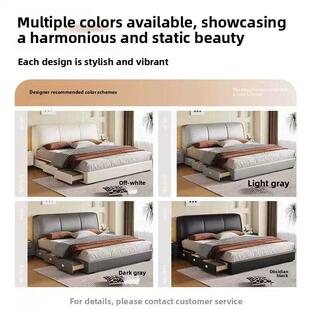 真皮床轻687现代简主卧人皮艺床1.8米约软包意式极简大储物婚双奢