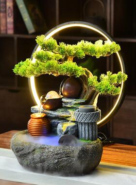 景观桌品面风水轮财，假山，循环水摆，搬家新家礼装饰，喷泉流H3