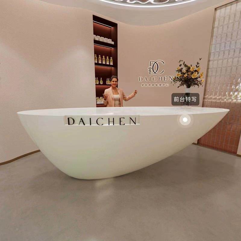 创接待台酒店迎意宾台服务船台医美咨询台收银台型水NVO滴形台吧