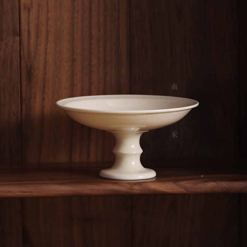 景JLZ德镇陶艺家手工托盘式点心架糕点果水高脚陶瓷茶圆盘点中盘