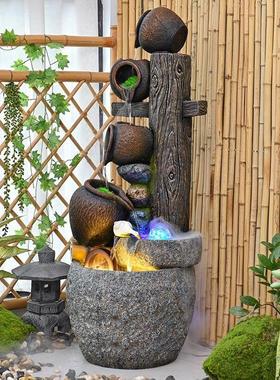 布假山流水摆件循环厅水客阳台招财喷泉风水151轮庭院池水景置鱼