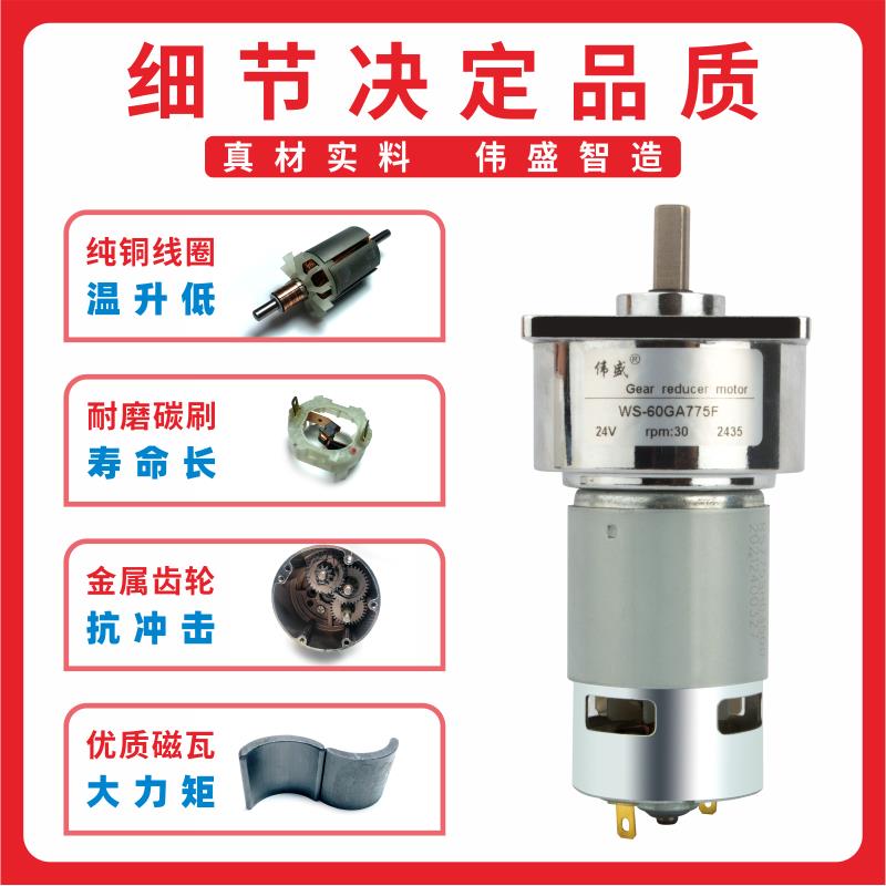 60GA75直流减速电机25W7马大力正反转可调矩速电动机微型低速WS-6