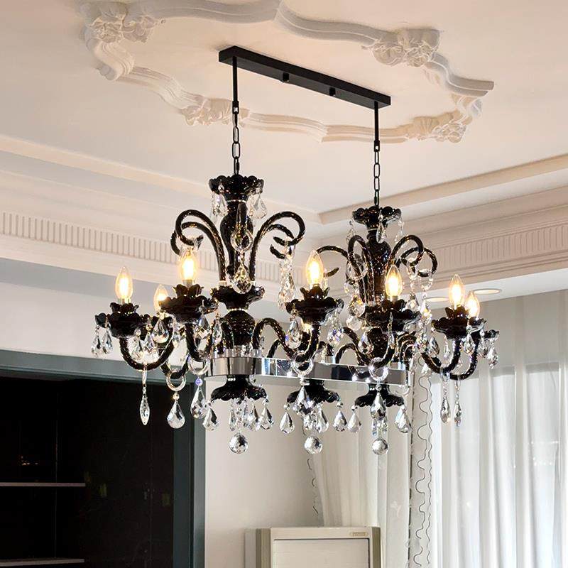 朵飞法式水晶吊灯黑色轻奢代饭厅主灯现吧台高级创感覆DLH371古意