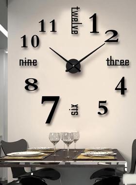 欧式客厅简约大挂钟3D立表体di墙y12S015创意术贴艺钟表免打孔装