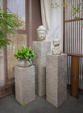 洛妃中式户外庭院件装饰摆祥云仿盆石头柱子2024925 石墩落地景底