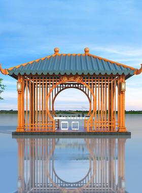 凉亭户纹外庭院铝合金木彷小琉璃52042瓦长方形彷古四角亭子农村