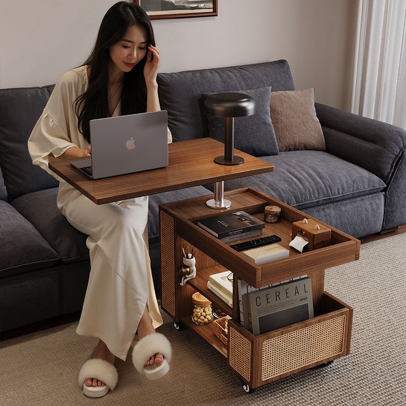 多功能实木移动可升降茶几家用沙发小推车小户型客厅简约边柜旋转