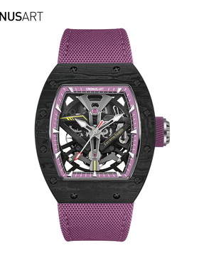CRONUSART克洛斯酒桶型碳纤维机械手表日用百搭潮流时尚镂空腕表
