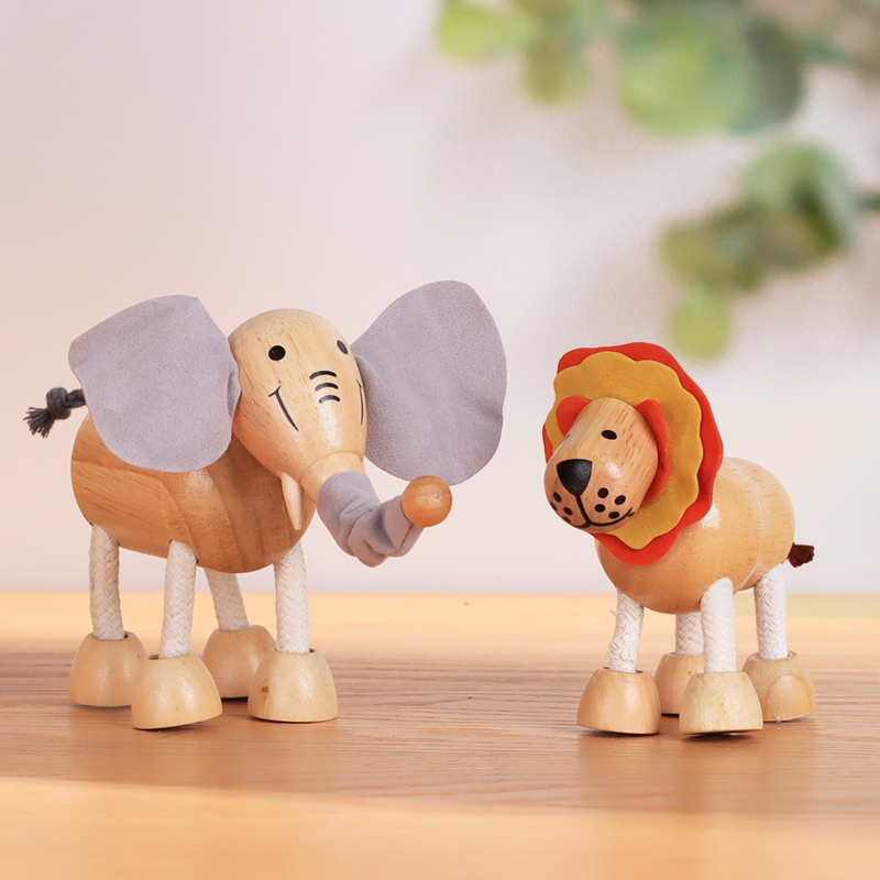 原木风格创意个性卡通木质动物摆件儿童房装饰品桌面置物架小摆设