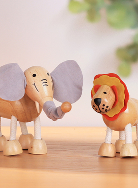 原木风格创意个性卡通木质动物摆件儿童房装饰品桌面置物架小摆设