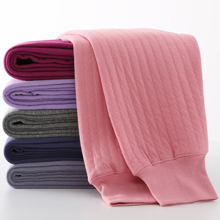 加裆宽松夹棉柔软奶奶薄棉裤 中老年女士妈妈纯棉三层保暖裤 中厚款