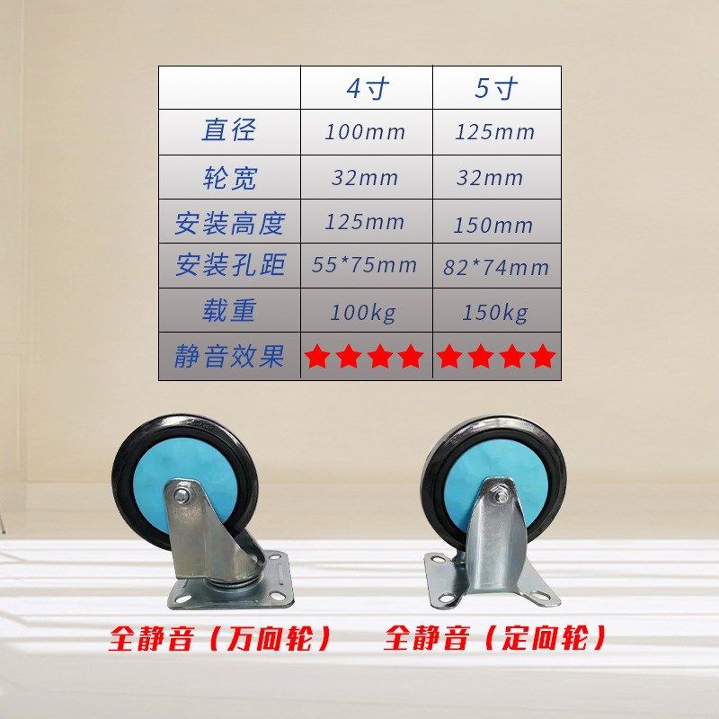 塑料推车轮 4寸/5寸脚轮万向轮仓库工业物流搬运 高承重静音轮子,基础建材,脚轮/万向轮,淘宝优惠券,粉丝福利购,淘宝优惠卷