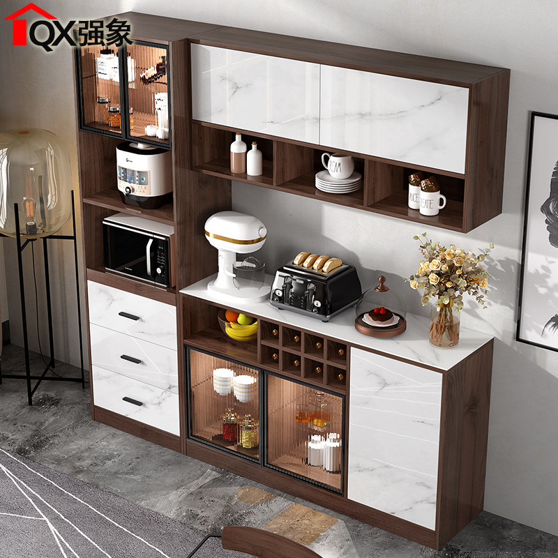 岩板餐边柜酒柜一体靠墙轻奢餐厅厨房组合多功能储物柜子定制G77