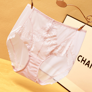 大码 薄款 胖妹妹性感200斤中高腰三角包臀 女夏季 超薄蕾丝网纱内裤