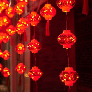 春节挂灯电池款发光红灯笼装饰灯小彩灯闪灯灯串过年家用阳台新年