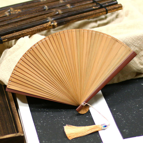 5寸女扇迷你全竹折扇镂空中国风古风黑色扇子小折扇子舞蹈扇表演