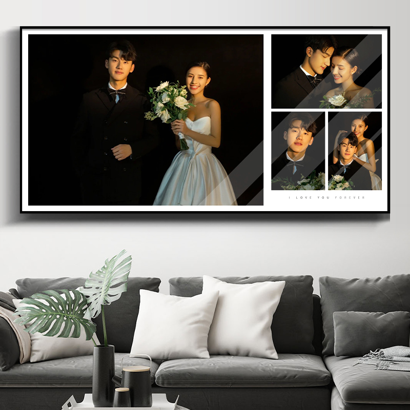 时光有约卧室床头婚纱照结婚照相框挂墙冲洗照片精修做成定制放大