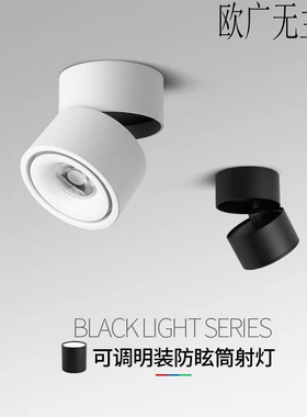明装射灯可调角度吸顶客厅家用可折叠免开孔圆形玄关天花明装筒灯