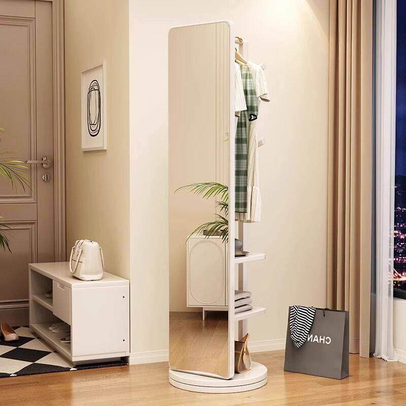 实木挂衣架旋转落地家用轻奢高级卧室全身穿衣镜衣帽架一体多功能