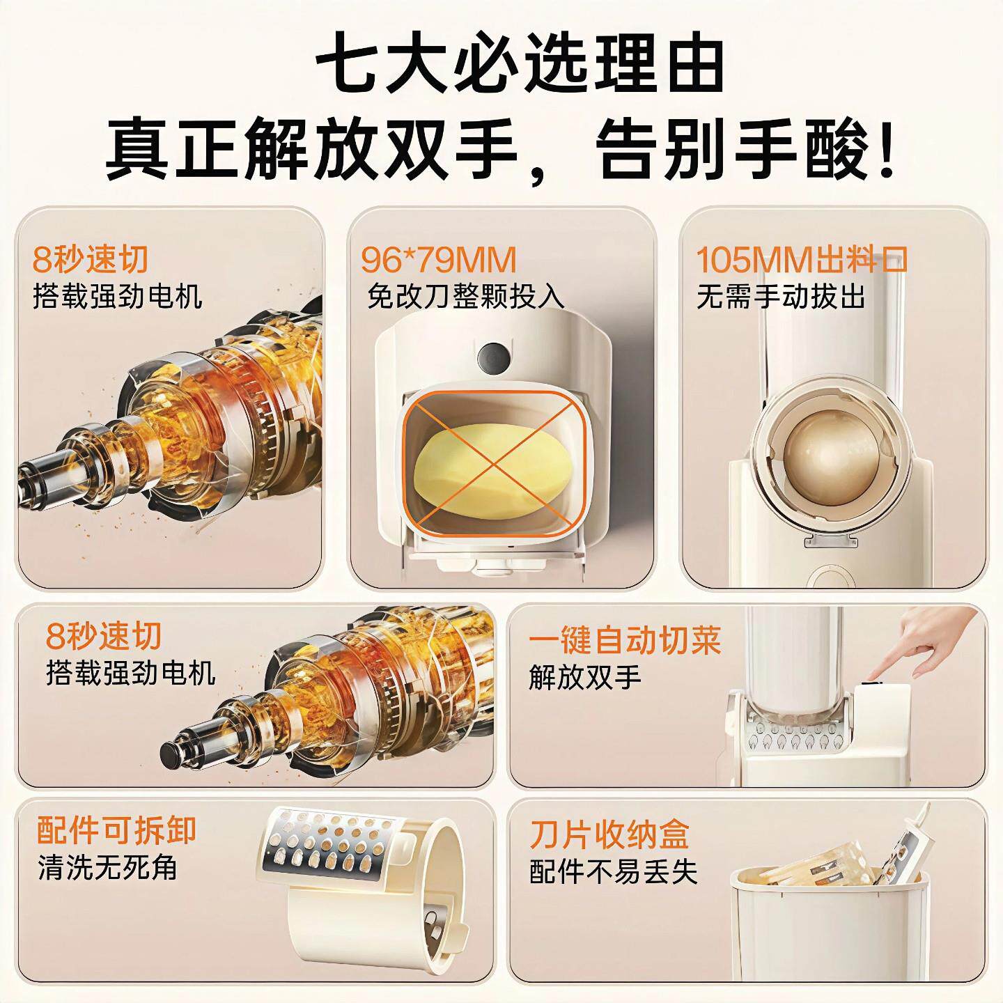 三个小厨电动切菜机多功能家用全自动切丝切片切肉土豆丝切菜神器