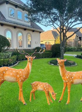 户外彷真梅花鹿玻璃纤维动物雕塑花园别墅庭院公园草坪景观装饰摆