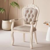 餐椅休闲 扶手 简约实木靠背椅书桌美甲电脑椅子舒适皮革家用欧式