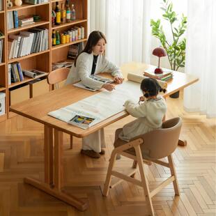 全实木大板桌长书桌学习桌双人电脑桌去客厅化樱桃木写字桌工作台