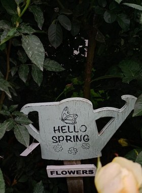 英文字母花插入木制装饰插入房屋庭院景观阳台民宿花盆插入街Z道