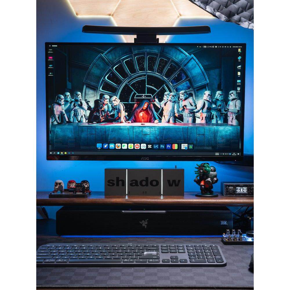 简约原木黑桃木增高架显示器实木架台式电脑垫高桌面收纳置物支架