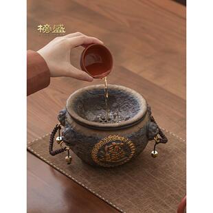 榜盛陶瓷茶洗缸废水缸轻奢高端禅意风功夫茶具大号建水茶渣缸