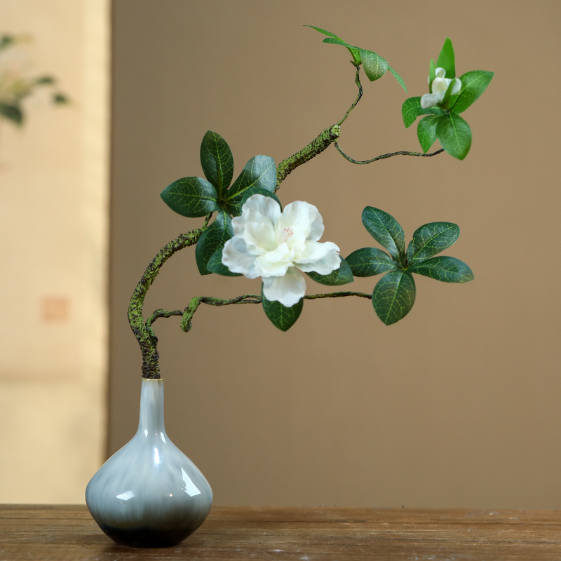 新中式花瓶摆件景德镇陶瓷插花花器小号茶室茶台茶道禅意装饰品