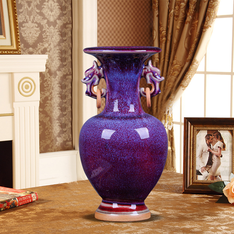 仿古钧瓷葫芦瓶景德镇陶瓷花瓶窑变小花瓶陶瓷工艺品摆件