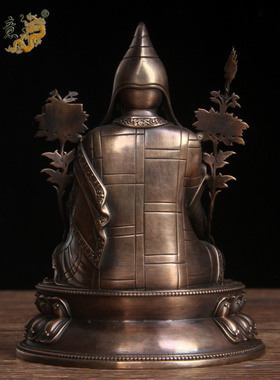 真古意 铜龙钦巴大师佛像摆件宁玛派铜隆钦巴龙青巴藏传铜像工艺