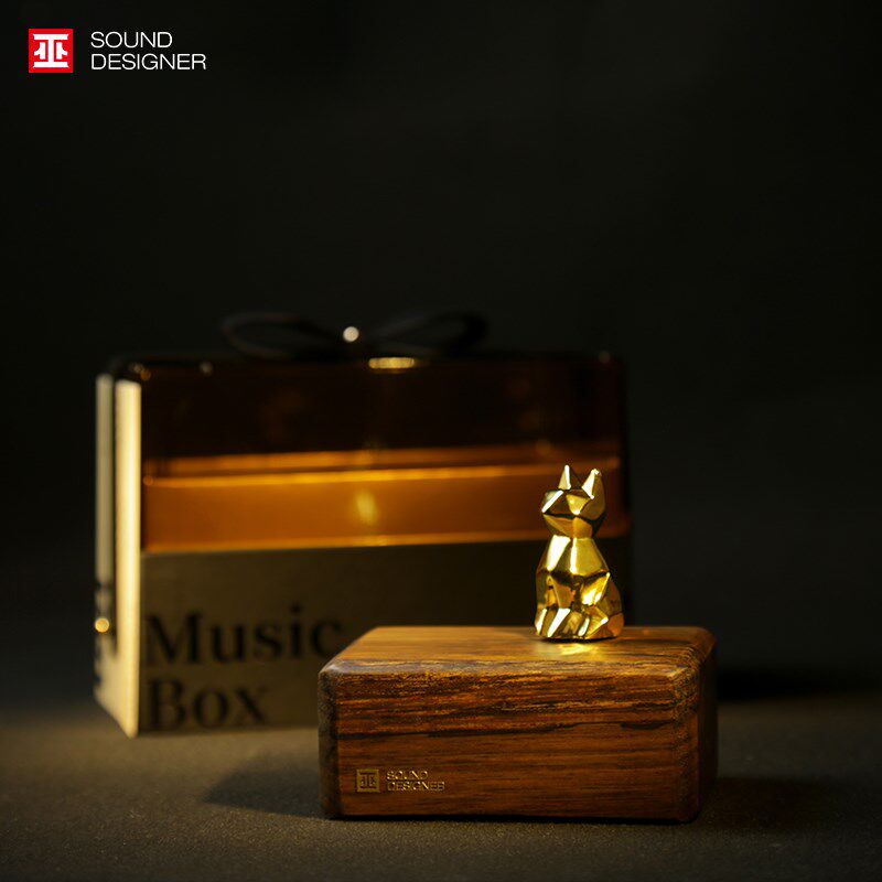 巫方舟 猫系列音乐盒发条转动实木质 金属机芯八音盒教师节日礼物