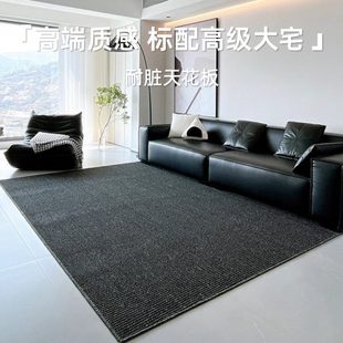 轻奢高级感沙发茶几毯家用黑白灰卧室地垫 极简风地毯客厅2024新款