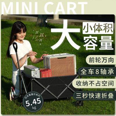 迷你露营车户外轻量便携小推车可折叠快递摆摊车野餐营地车小拖车
