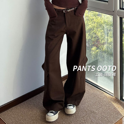 美式工装裤女款秋季阔腿裤