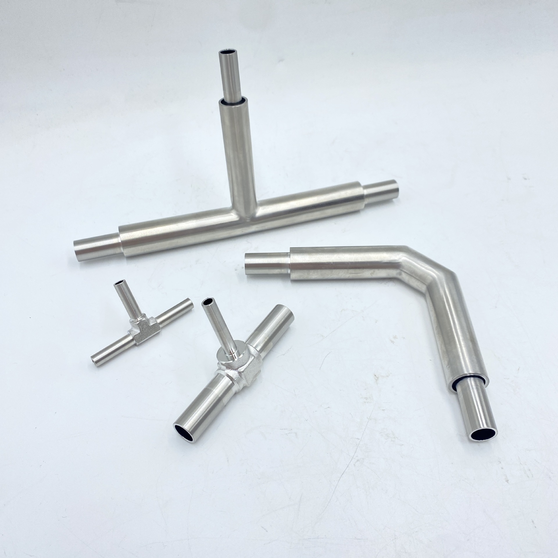 厂家直销 不锈钢BA-EP级双套三通/弯头 气路焊接变径三通/大小头