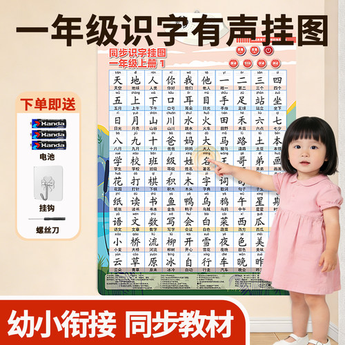 2026新版一年级全套识字挂图同步人教版语文幼小衔接有声认字墙贴