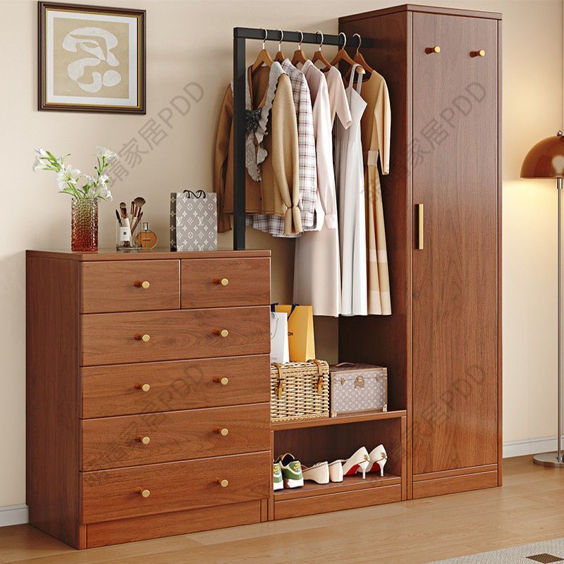 实木衣帽架衣架落地立式五斗柜卧室主卧 多功能收纳衣帽间挂衣服