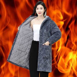 有袖 长款 围裙连帽外套工作服 加肥大码 秋冬加绒加厚罩衣成人女男士