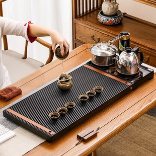 茶具家用小茶台套装 泡茶盘 全自动一体式 烧水壶实木现代轻奢电木款