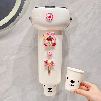 一次性杯子取杯器壁挂式免打孔可爱卡通家用多功能纸杯收纳置物架