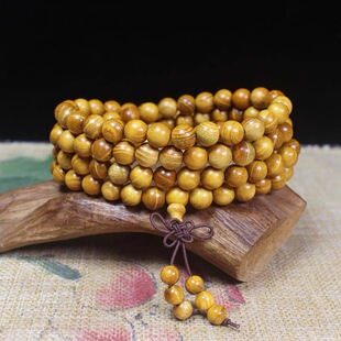 s5815拆房老料四川金丝楠木手串108颗佛珠沉木手链念珠（无礼盒）