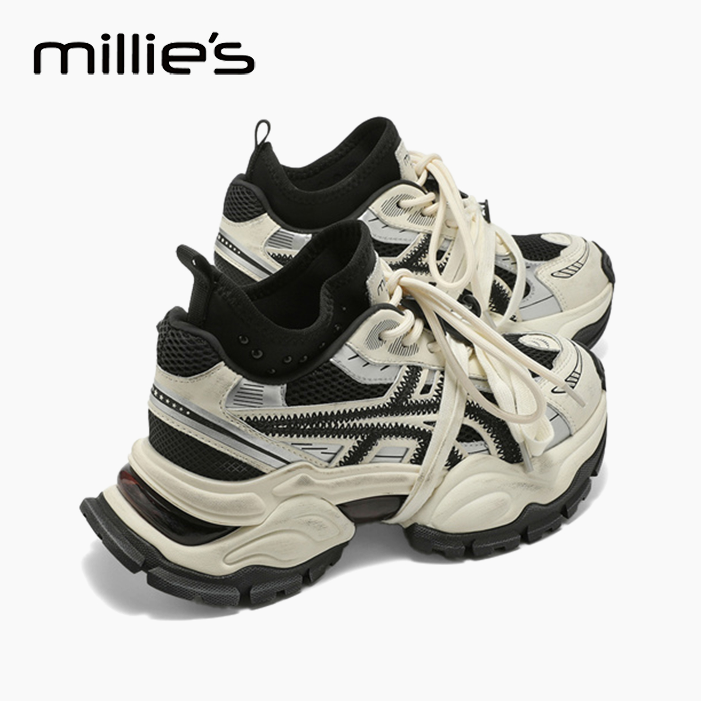 MILLIE'S/妙丽真皮厚底老爹鞋