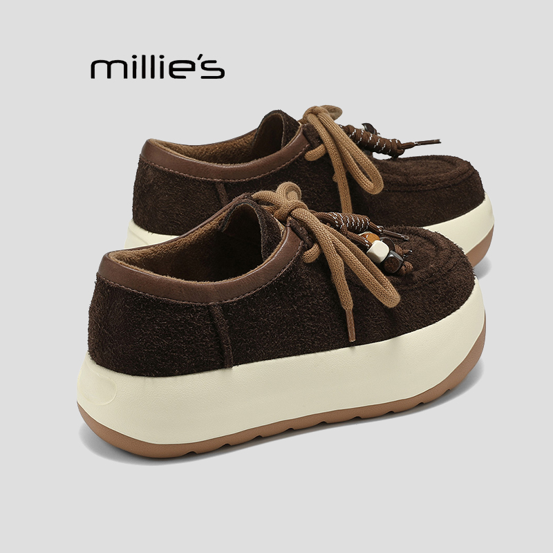 MILLIE'S/妙丽真皮厚底勃肯鞋女